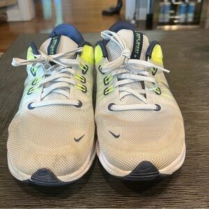 Nike White and Navy Sneakers with Yellow Accents